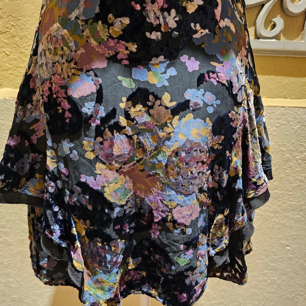 Free People M Crushed Velvet Dark Romantic Dress Witchy Goth Dark Academia - Picture 13 of 16